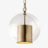 Suspension Design LED Avec Abat-jour Cylindrique Doré Et Boule En Verre Luxury
