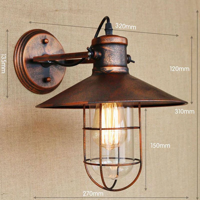 Applique Murale Rétro LED Avec Abat-jour Conique Allongé Cuivré 7 Applique Murale Rétro LED Avec Abat-jour Conique Allongé Cuivré – Image 5