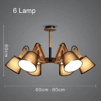 Lustre Retro LED Avec Plusieurs Abat-jours Tissu Vintage 8 Lustre Retro LED Avec Plusieurs Abat-jours Tissu Vintage – Image 6