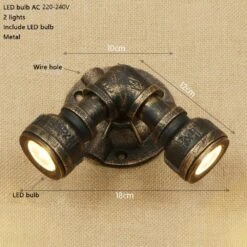 Applique Murale Retro LED Style Tuyau Métallique Tino 26 Applique Murale Retro LED Style Tuyau Métallique Tino -Lumeers Boutique product image 1662755375