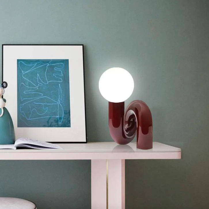 Lampe à Poser Design à LED En Métal Rouge Avec Boule En Verre Mao 6 Lampe à Poser Design à LED En Métal Rouge Avec Boule En Verre Mao – Image 4