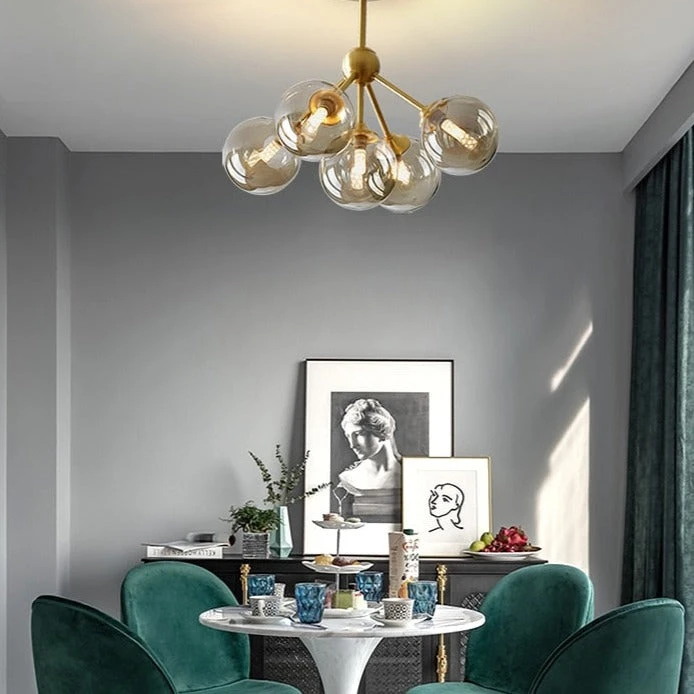 Lustre Moderne LED Base En Métal Avec Des Globes En Verre Yue 8 Lustre Moderne LED Base En Métal Avec Des Globes En Verre Yue – Image 6