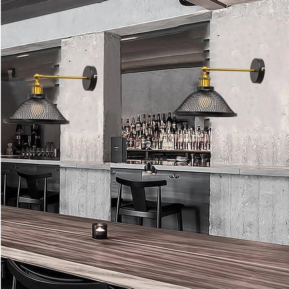 Applique Murale Design à LED Avec Abat-jour Cage En Métal Noir Rétro 6 Applique Murale Design à LED Avec Abat-jour Cage En Métal Noir Rétro – Image 4