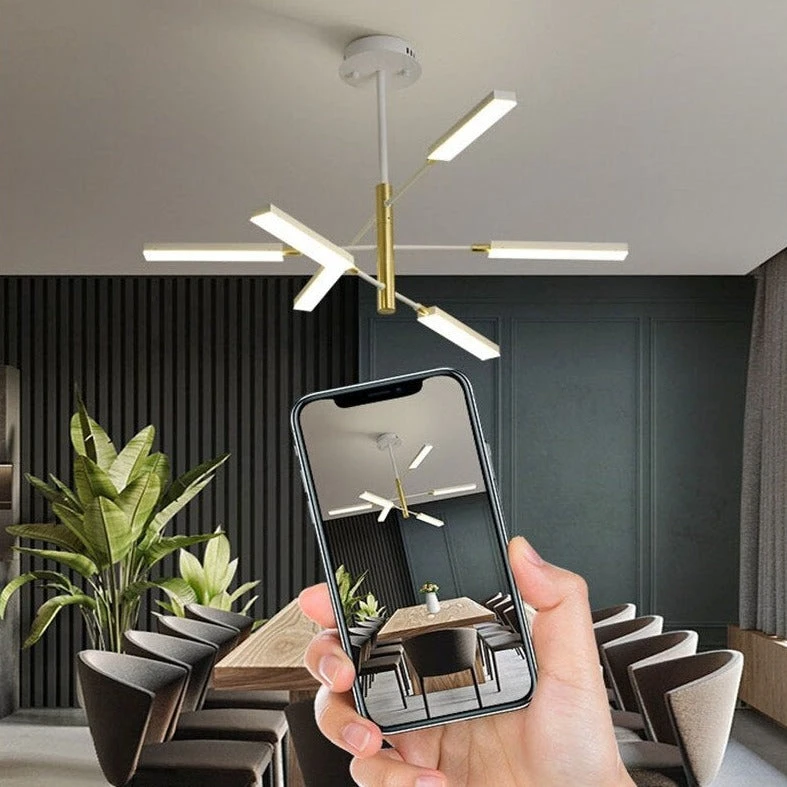 Lustre Moderne LED Avec Lampes Rectangulaires Wayna 8 Lustre Moderne LED Avec Lampes Rectangulaires Wayna – Image 6