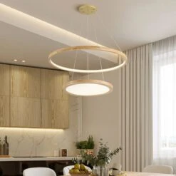 Lustre Scandinave Avec 2 Anneaux Lumineux En Bois Arya -Lumeers Boutique product image 1937236976