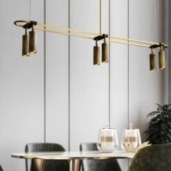 Plafonnier Moderne LED Base Rectangulaire Et Spots Dorés Mael -Lumeers Boutique product image 1942743885