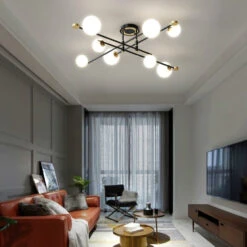 Lustre Moderne LED Bras Croisés Noirs Et Détails Dorés Poline -Lumeers Boutique product image 1942743901