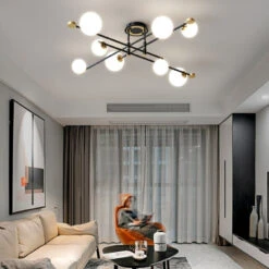 Lustre Moderne LED Bras Croisés Noirs Et Détails Dorés Poline -Lumeers Boutique product image 1942743927