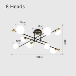 Lustre Moderne LED Bras Croisés Noirs Et Détails Dorés Poline -Lumeers Boutique product image 1942743931