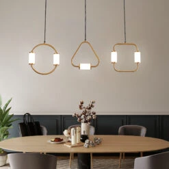 Suspension Moderne LED Tubes Dorés Avec Forme Géométrique Nyla -Lumeers Boutique product image 1960175418
