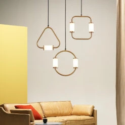 Suspension Moderne LED Tubes Dorés Avec Forme Géométrique Nyla -Lumeers Boutique product image 1960175419
