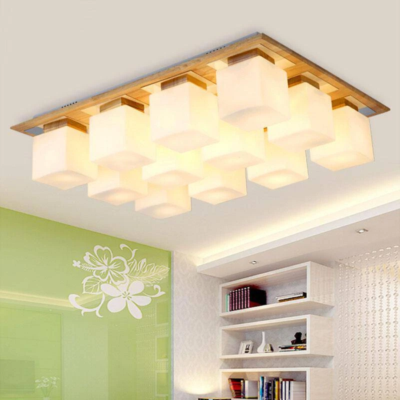 Plafonnier En Bois Avec Plusieurs Lampes LED 4 Plafonnier En Bois Avec Plusieurs Lampes LED – Image 2