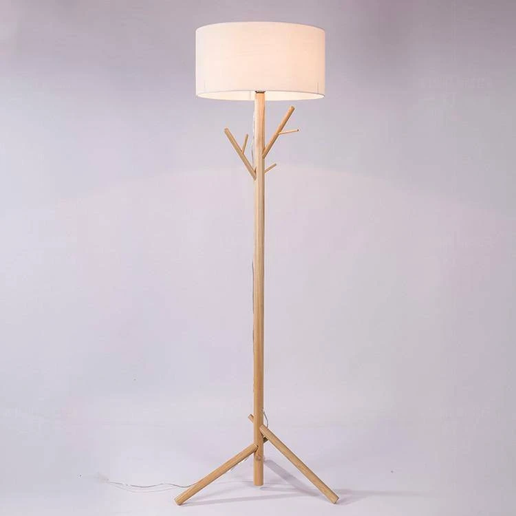 Lampadaire Avec Abat-jour En Tissu Et Pied En Bois Style Arbre 4 Lampadaire Avec Abat-jour En Tissu Et Pied En Bois Style Arbre – Image 2