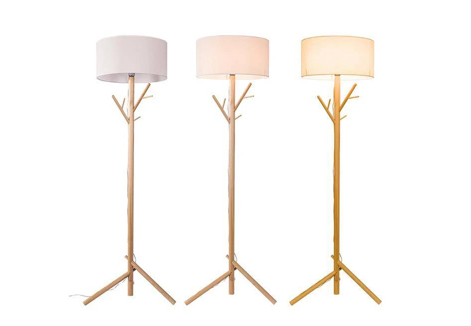 Lampadaire Avec Abat-jour En Tissu Et Pied En Bois Style Arbre 6 Lampadaire Avec Abat-jour En Tissu Et Pied En Bois Style Arbre – Image 4