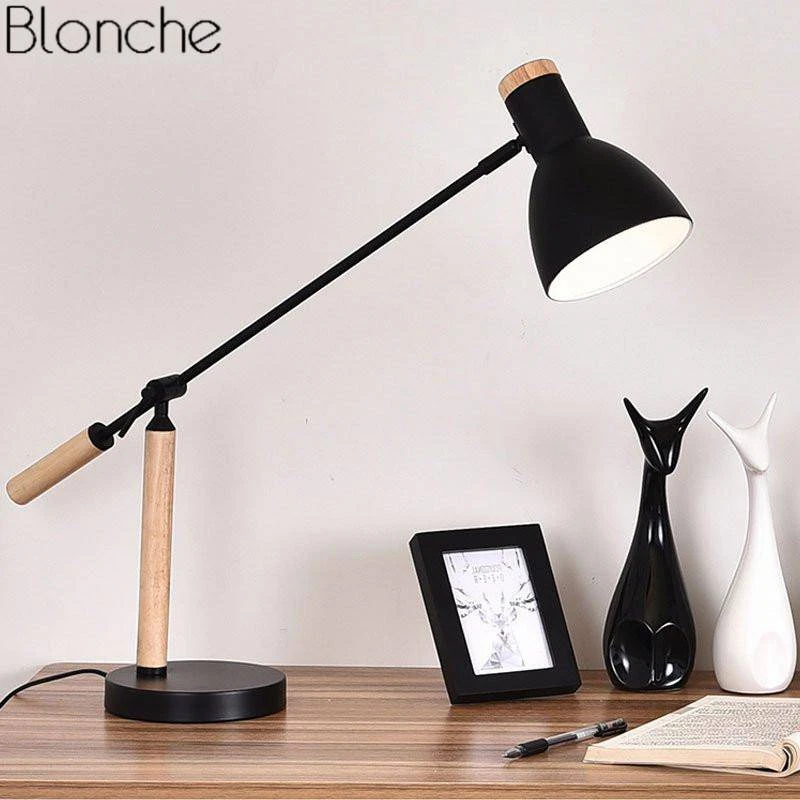 Lampe De Bureau à LED Ajustable Métal Et Bois (noir Ou Blanc) 5 Lampe De Bureau à LED Ajustable Métal Et Bois (noir Ou Blanc) – Image 3