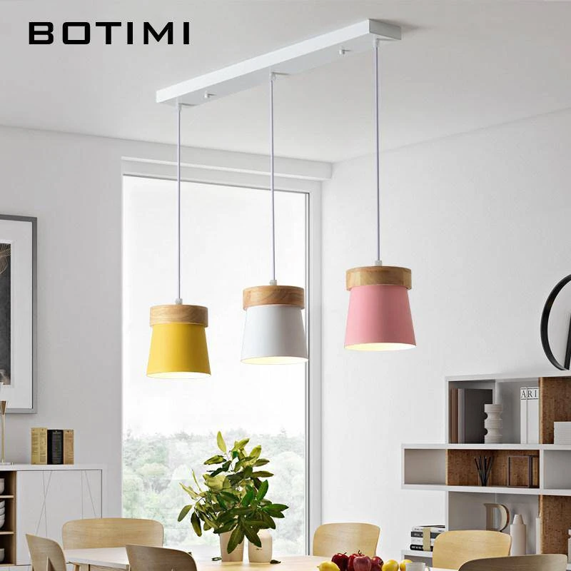 Suspension Triple à LED En Bois Et Métal De Couleur 4 Suspension Triple à LED En Bois Et Métal De Couleur – Image 2