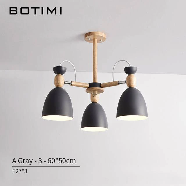 Lustre LED Avec Bras En Bois Et Abats-jours Arrondis 6 Lustre LED Avec Bras En Bois Et Abats-jours Arrondis – Image 4