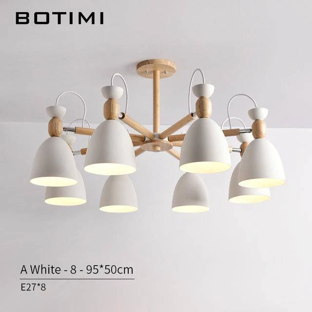 Lustre LED Avec Bras En Bois Et Abats-jours Arrondis 13 Lustre LED Avec Bras En Bois Et Abats-jours Arrondis – Image 11
