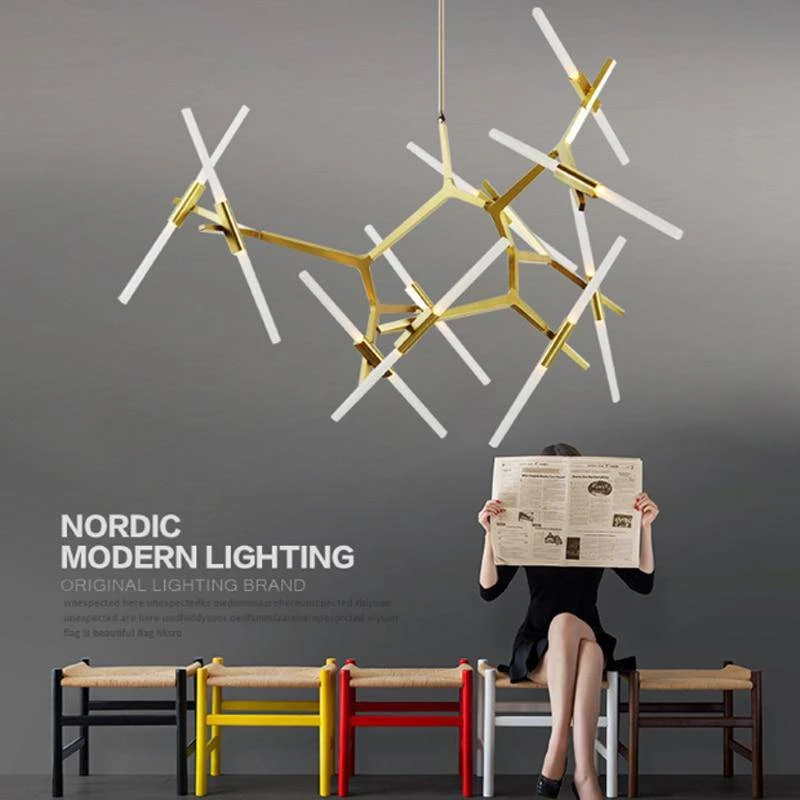 Lustre Design Scandinave Avec Plusieurs Branches En Tube 7 Lustre Design Scandinave Avec Plusieurs Branches En Tube – Image 5