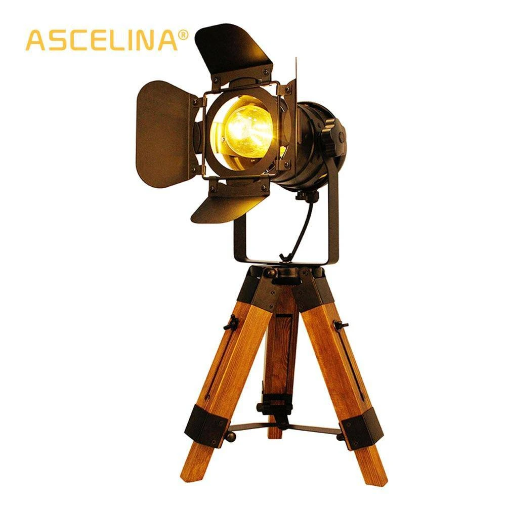 Lampe à Poser Projecteur Ajustable Sur Pied En Bois 4 Lampe à Poser Projecteur Ajustable Sur Pied En Bois – Image 2