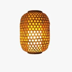 Suspension Design En Rotin LED Aux Formes Arrondies Style Asian