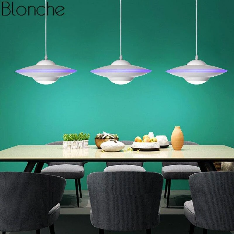 Suspension Design LED Avec Abat-jour Soucoupe Métal Industriel 4 Suspension Design LED Avec Abat-jour Soucoupe Métal Industriel – Image 2