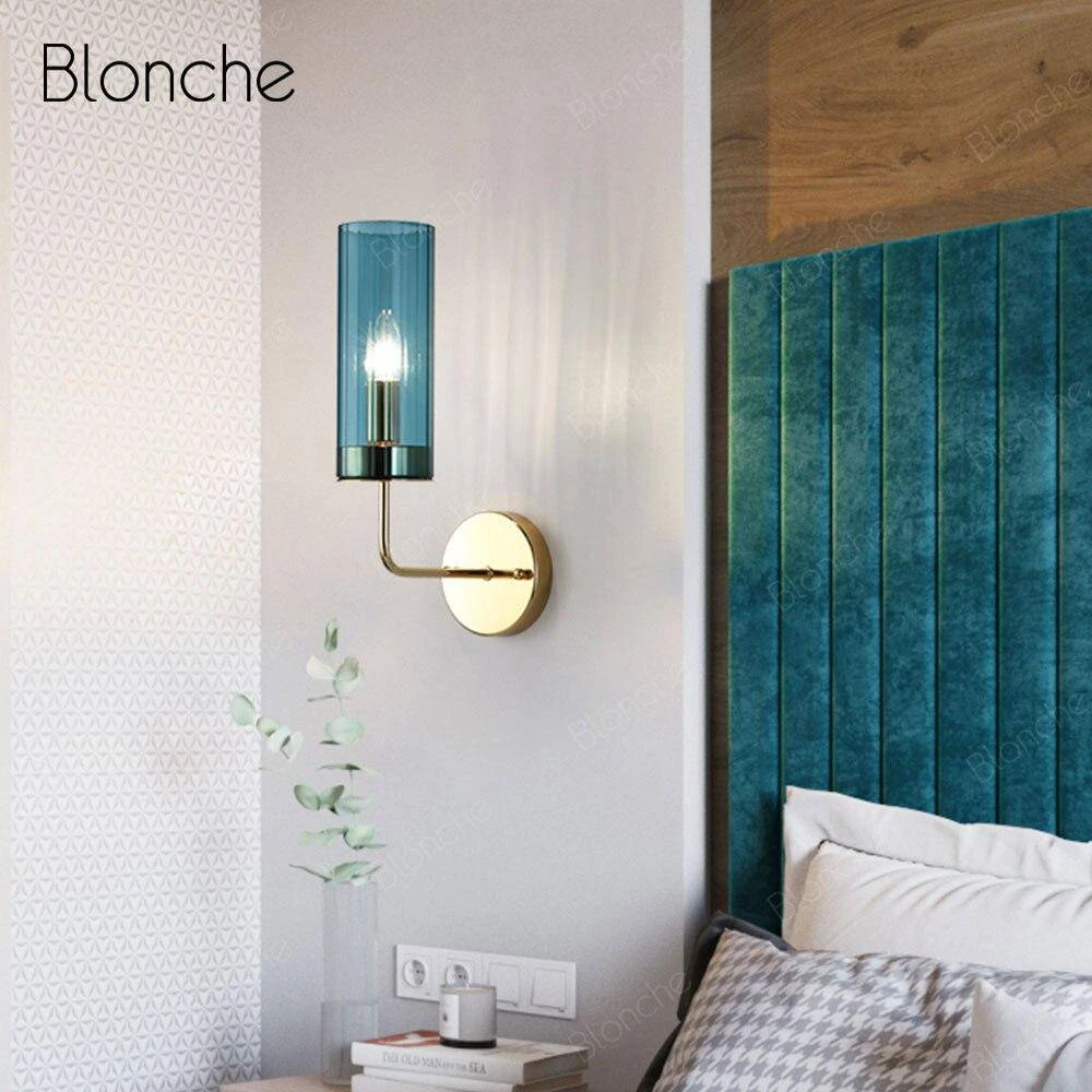 Applique Murale Design Cylindrique En Verre Et Base Dorée 6 Applique Murale Design Cylindrique En Verre Et Base Dorée – Image 4