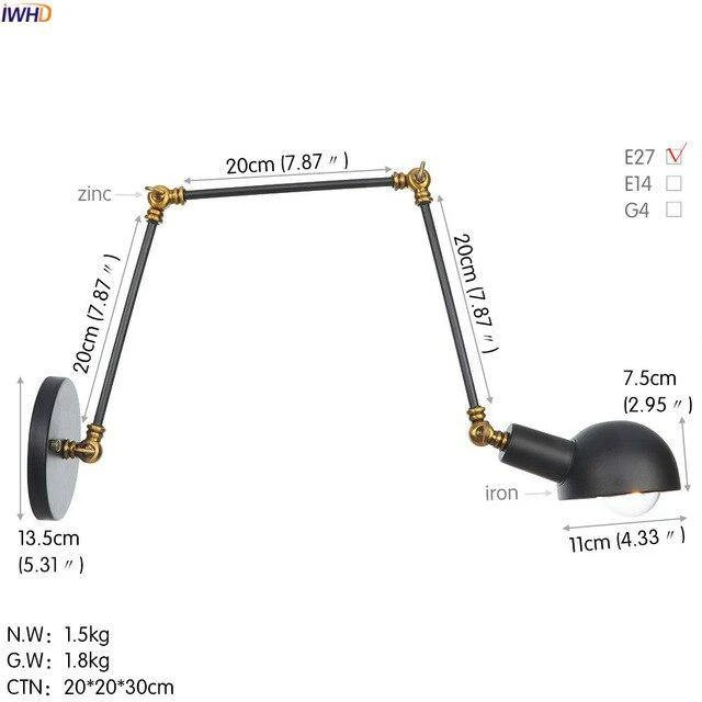 Applique Murale Antique à Bras Articulé Rustic 13 Applique Murale Antique à Bras Articulé Rustic – Image 11