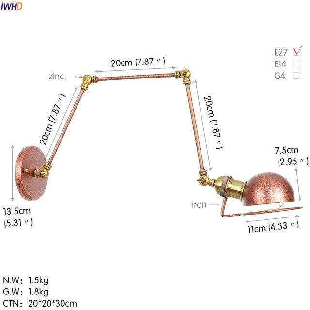 Applique Murale Antique à Bras Articulé Rustic 17 Applique Murale Antique à Bras Articulé Rustic – Image 15