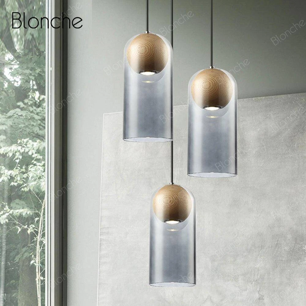 Suspension Design LED En Verre Et Bois Style Industriel 7 Suspension Design LED En Verre Et Bois Style Industriel – Image 5