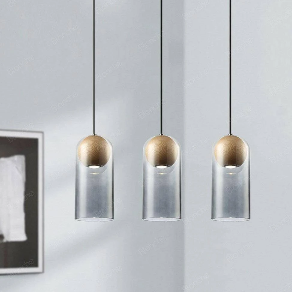 Suspension Design LED En Verre Et Bois Style Industriel 5 Suspension Design LED En Verre Et Bois Style Industriel – Image 3