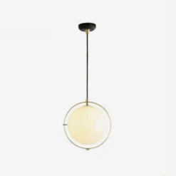 Suspension Design LED Avec Cercle Doré Et Boule En Verre