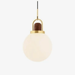 Suspension Design LED Boule En Verre Et Métal Doré Style Wood