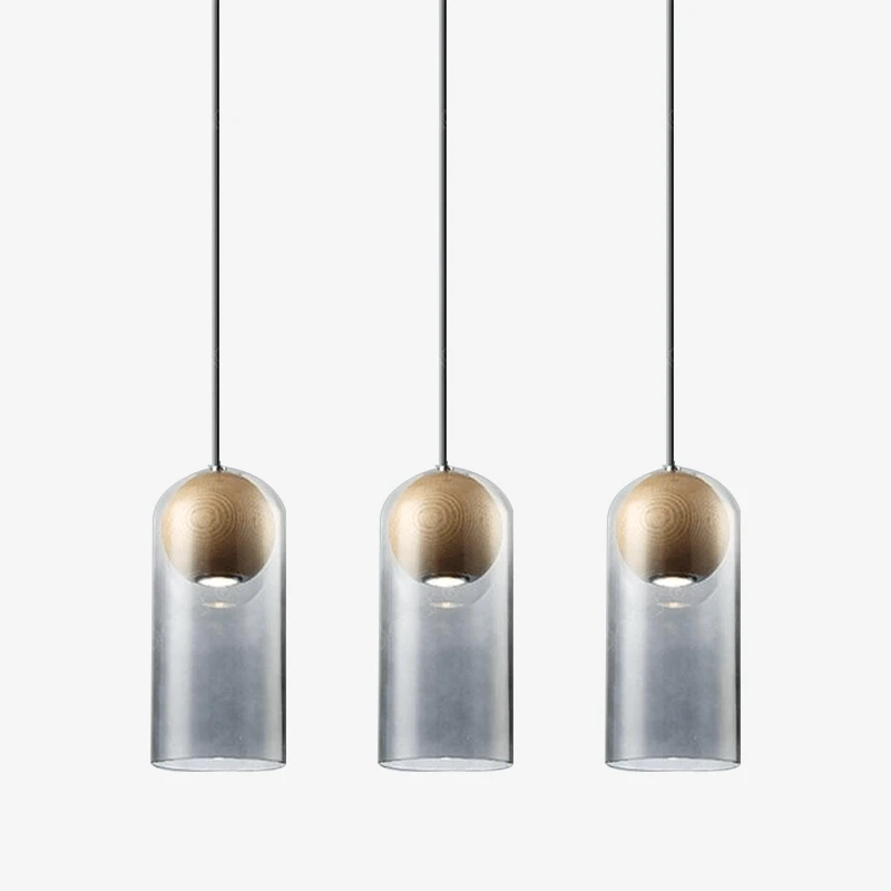 Suspension Design LED En Verre Et Bois Style Industriel 3 Suspension Design LED En Verre Et Bois Style Industriel