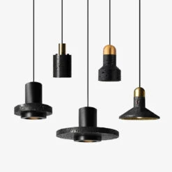 Suspension Industrielle Noir Et Doré Terrazzo