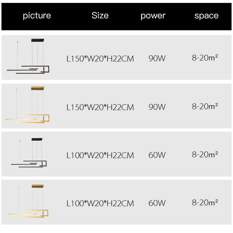 Suspension à Led Moderne Design Rectangulaire Intensité Variable 8 Suspension à Led Moderne Design Rectangulaire Intensité Variable – Image 6
