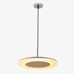 Suspension Moderne LED Avec Disque En Bois Style Hang