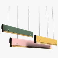 Suspension Moderne LED Avec Finitions Bois Et Métal Coloré