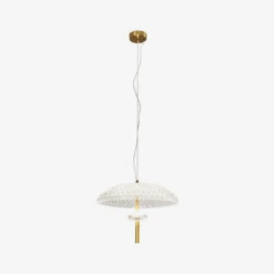 Suspension Moderne LED En Verre Avec Abat-jour Arrondi Et Tige Dorée