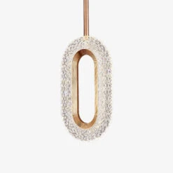 Suspension Moderne LED Forme Ovale Et Dorée Elaia