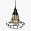 Suspension Rétro à LED Avec Abat-jour Cage En Métal Edison
