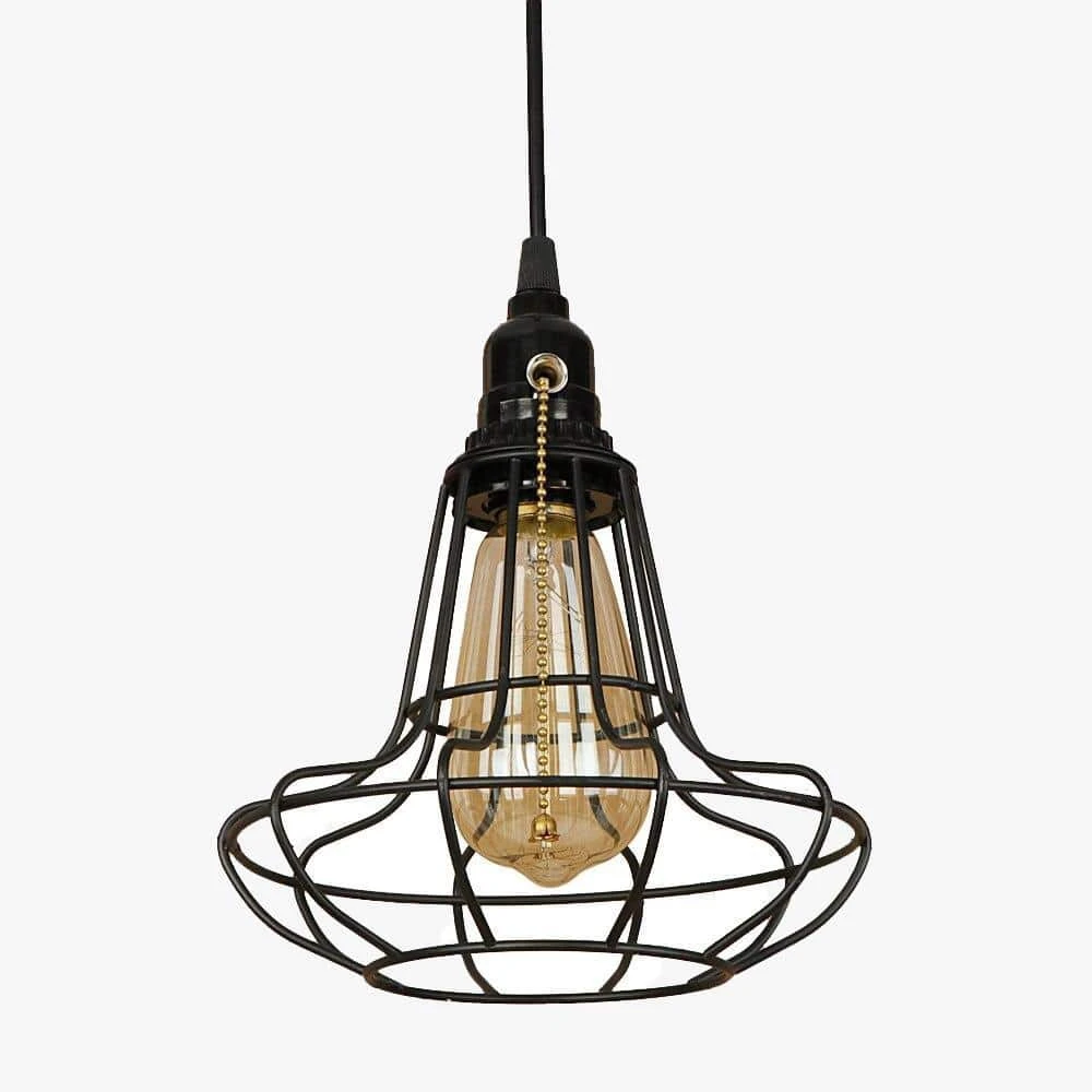 Suspension Rétro à LED Avec Abat-jour Cage En Métal Edison 3 Suspension Rétro à LED Avec Abat-jour Cage En Métal Edison