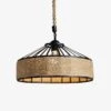 Suspension Rustique LED Avec Cercle En Rotin Country