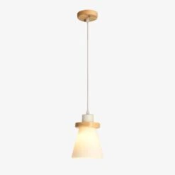 Suspension Scandinave LED Abat-jour En Verre Et En Bois Kaylie